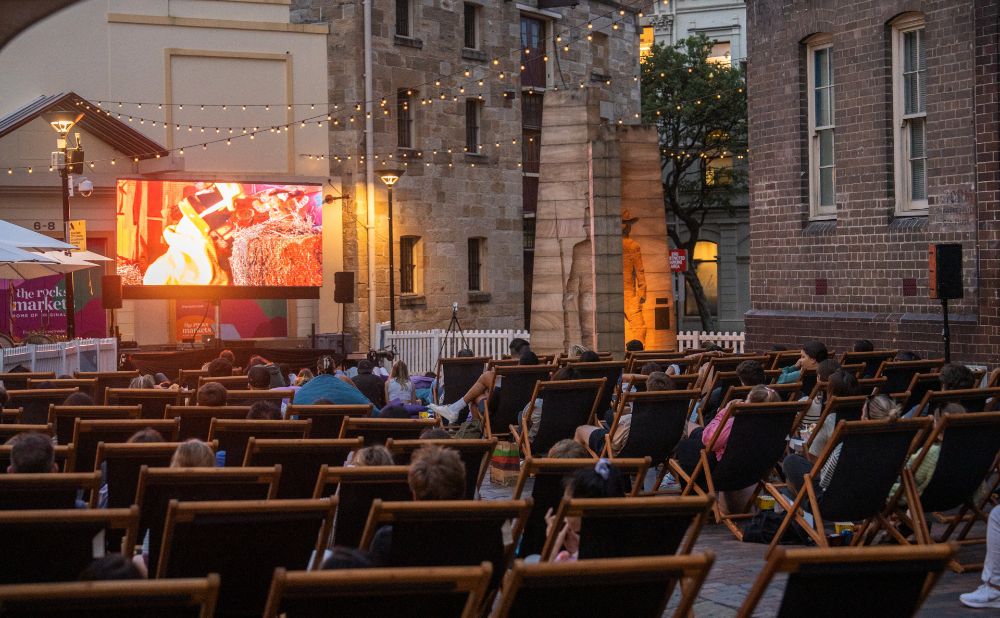 Rocks Laneway cinema with deckchairs in the Rocks Sydney
