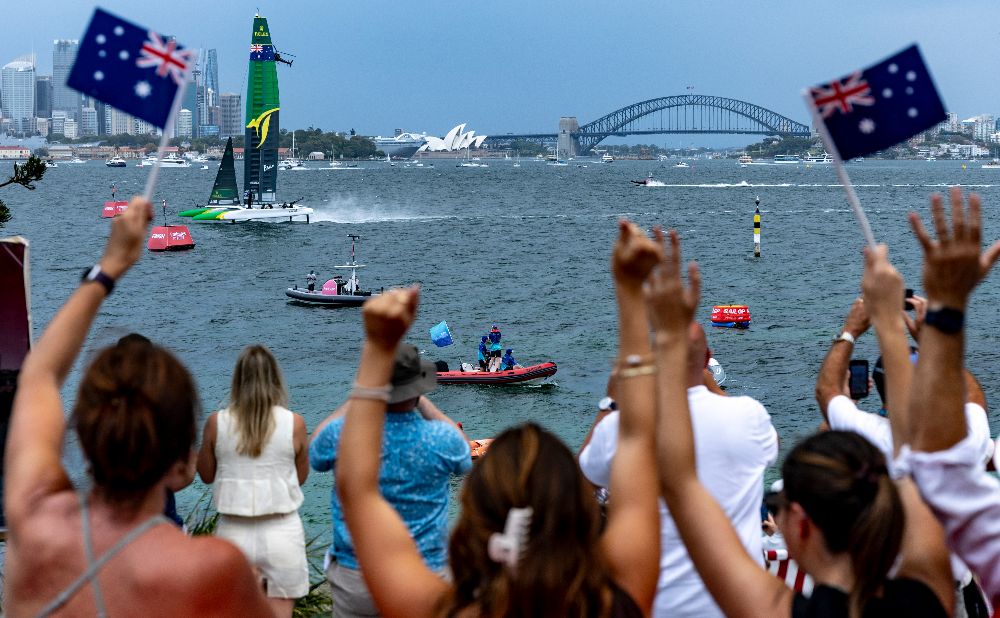 Sail GP spectators watching from Shark Island.
