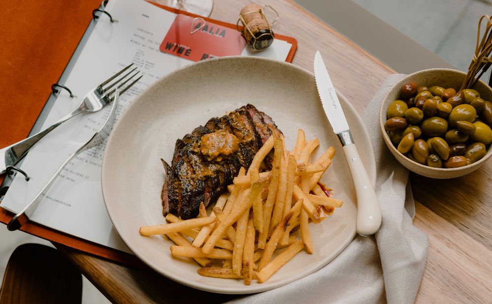 Steak frites with cafe de cairo butter Credit Jiwon Kim