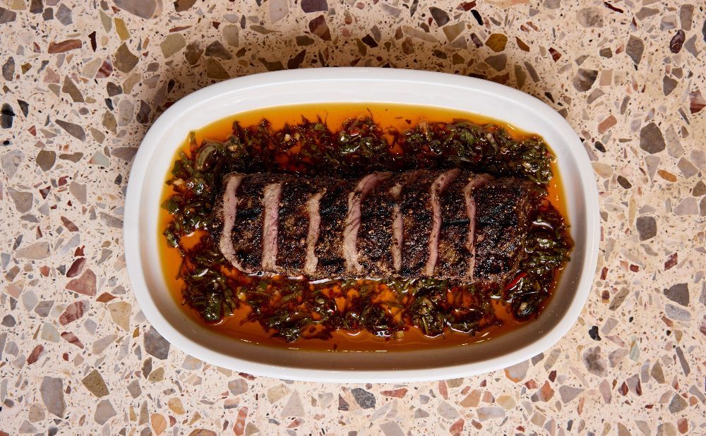 beef sirloin with Mediterranean chimichurri at Caness