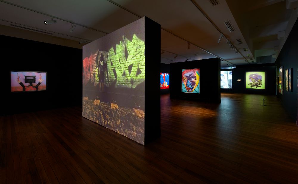 installation of SEARCHERS: Graffiti and Contemporary Art at the national Art School