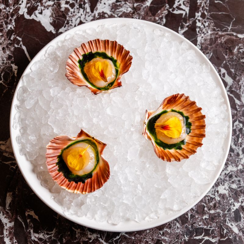 Shark Bay scallop with n'duja vinaigrette feature on the Valentine's Day menu