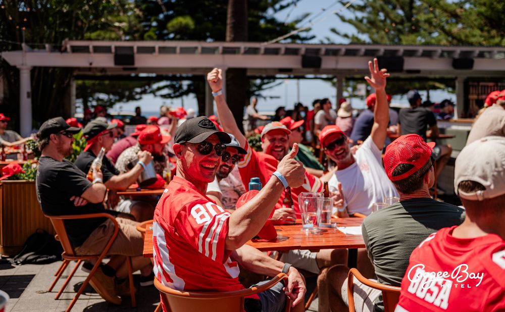 Supporters at Coogee Bay Hotel's NFL watch party