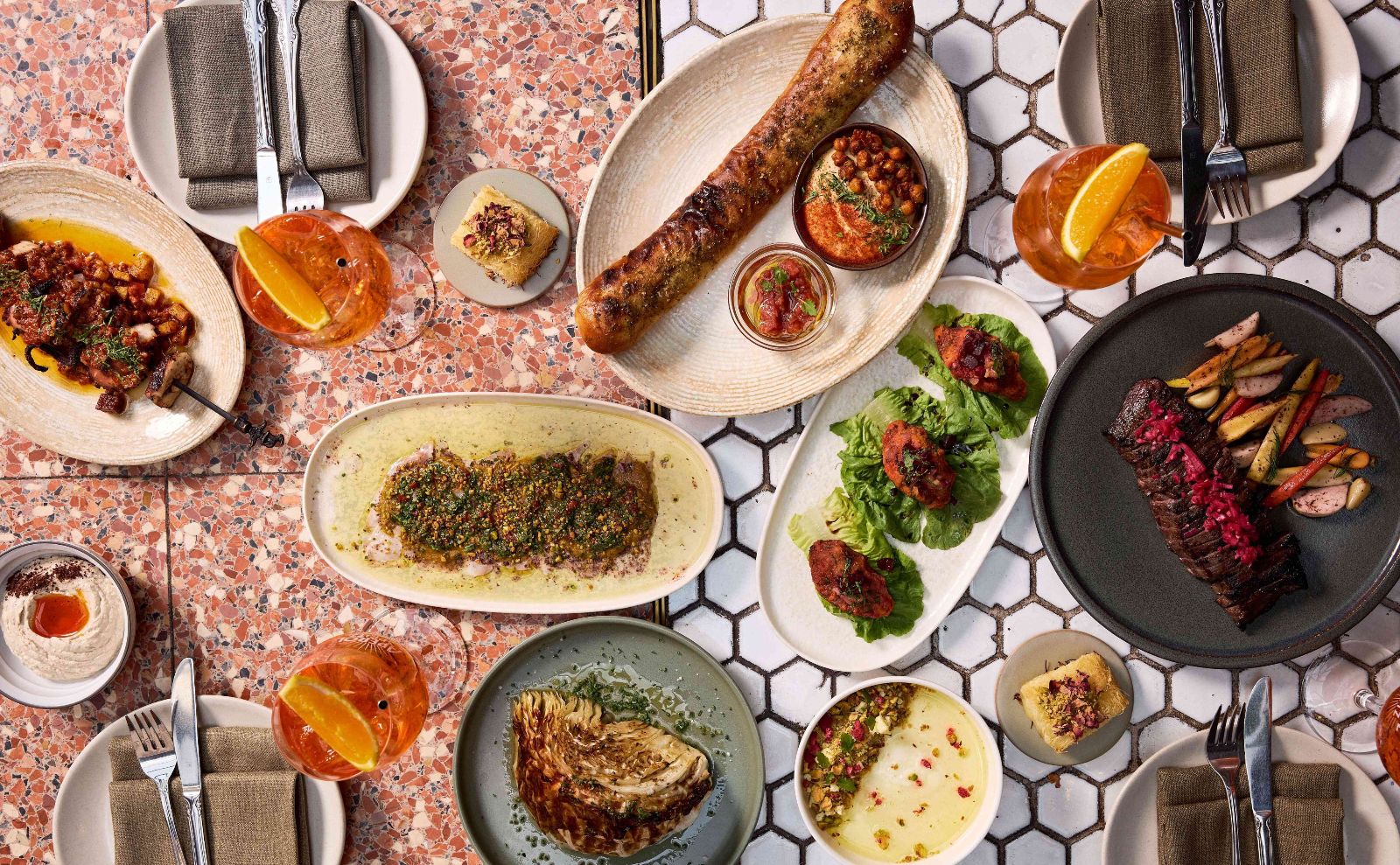 Table of food at Aperol Long Lunch Series