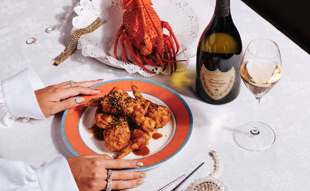 Japanese fried chicken with Champagne