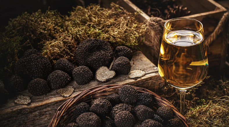 Black Truffle with a glass De Iuliis wine