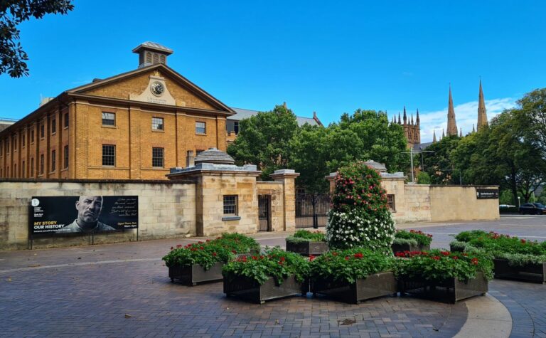 Hyde Park Barracks with St Mary's Cathedral spires