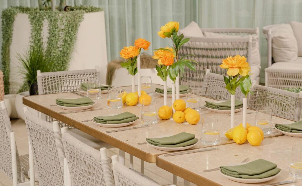 Santorini Sunday tables before dining