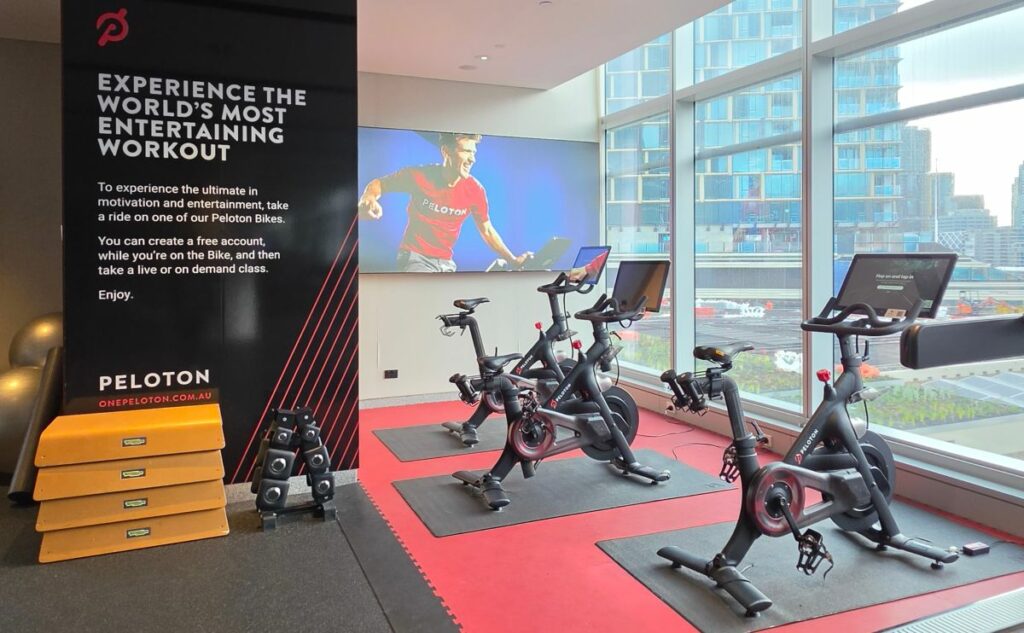 The Peleton area at the Sofitel Sydney gym