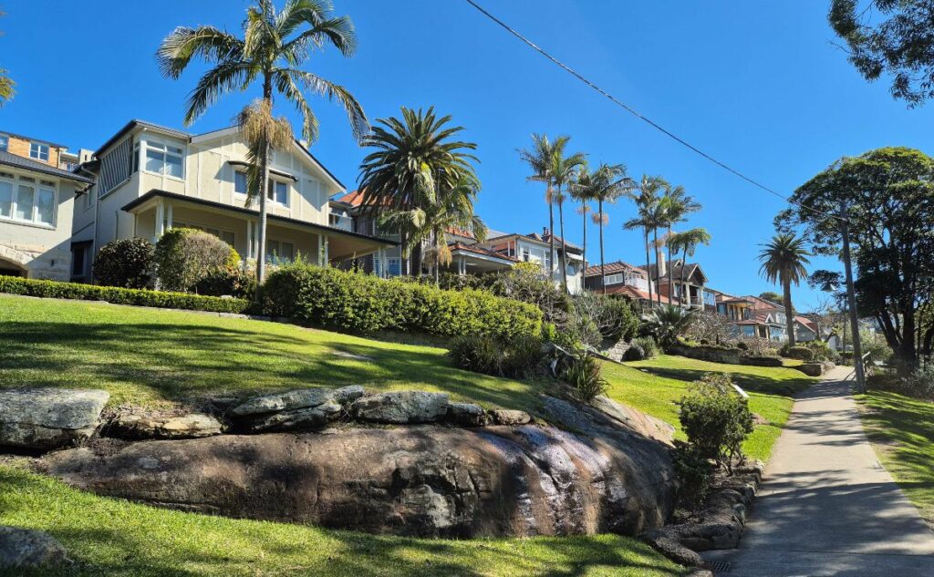 Homes along the harbour foreshore