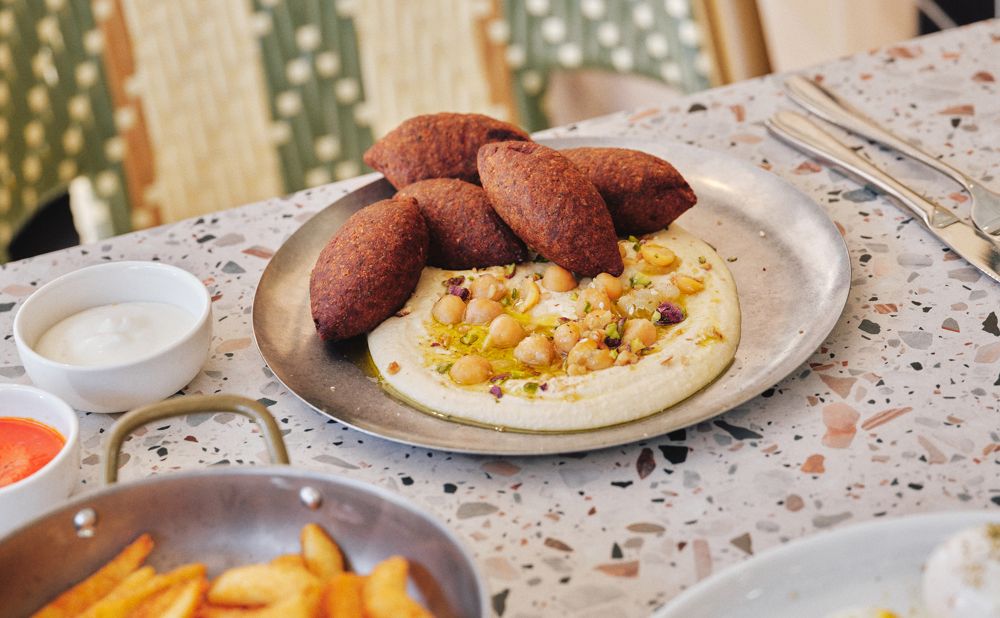 Kibbeh and Hummus with french fries at Sam's since 1999 in Rose Bay