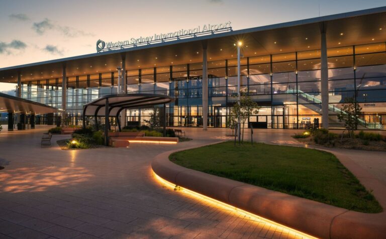 ExteriorWestern Sydney Airport at dusk